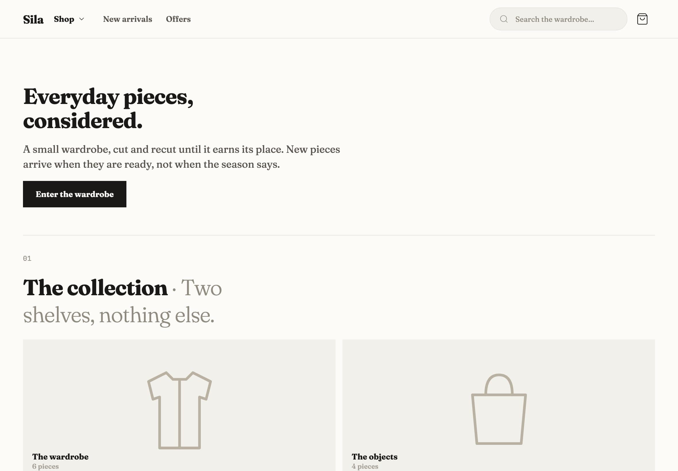 The Atelier storefront theme, as it renders today