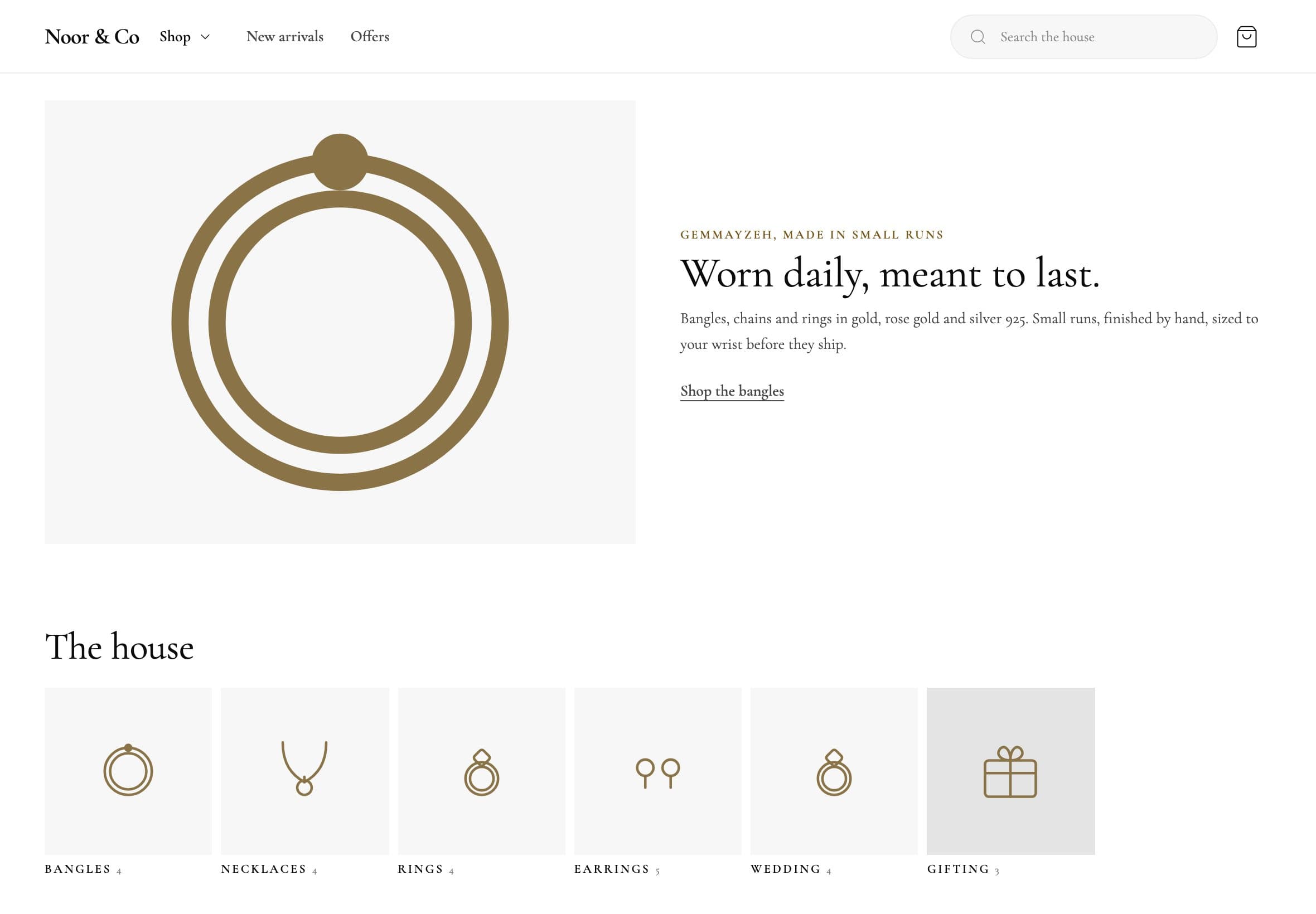 The Ghali storefront theme, as it renders today